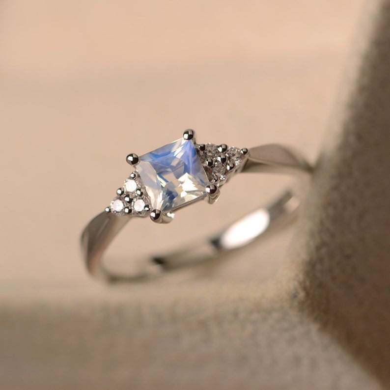 Silver moonstone clearance engagement ring