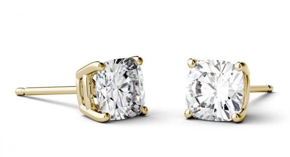 Diamond stud earrings hot sale cushion cut