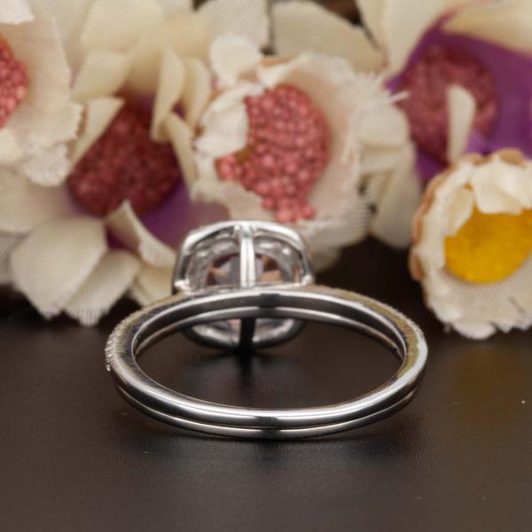 1.50 Carat Cushion Cut Halo Sapphire and Diamond Wedding Ring Set in White Gold Designer Ring