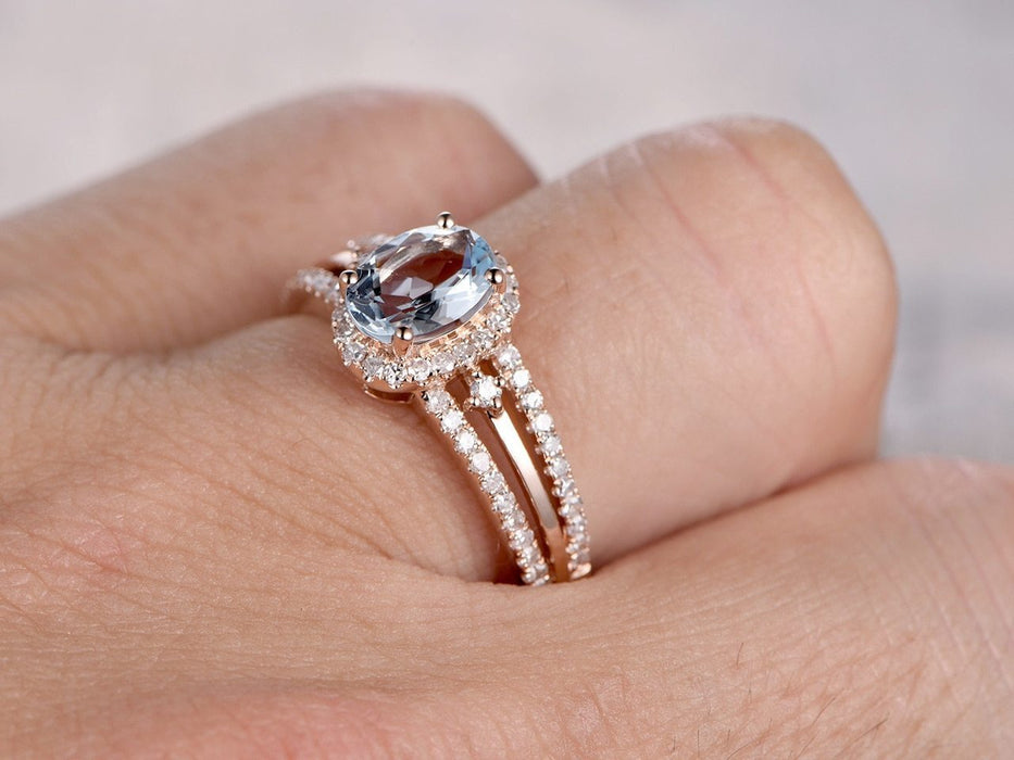 Split shank oval sale halo engagement ring